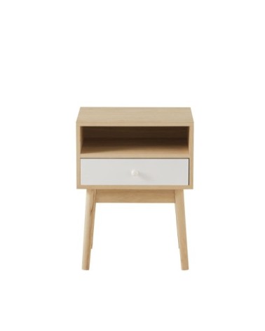 Table de chevet 1 tiroir blanc et beige