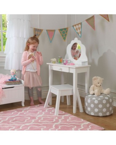 Coiffeuse en bois et tabouret pour enfant