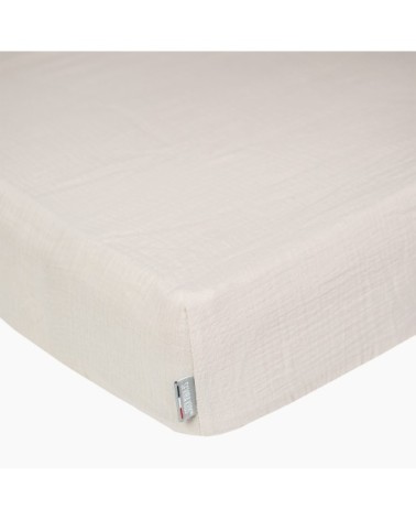 Drap housse uni en gaze de coton 60x120