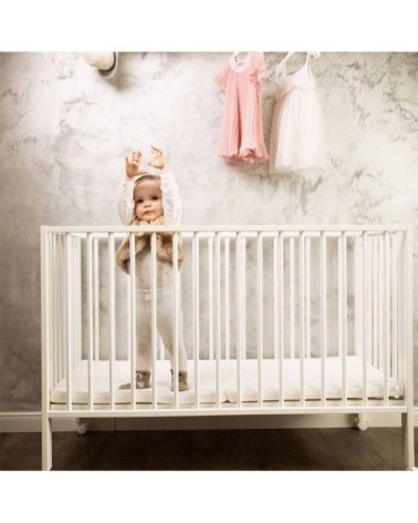 Lit pour enfant à barreaux pliable 60x120 cm avec matelas