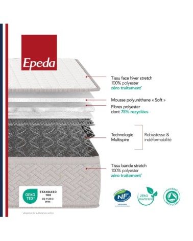 Ensemble epeda dépaysant + sommier escale confort ferme+ pieds 140x190