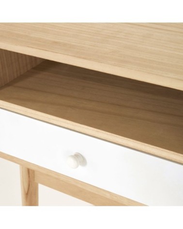 Table de chevet 1 tiroir blanc et beige