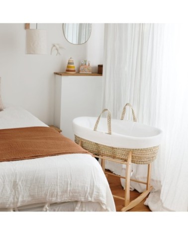 Couffin avec Support Bois - Habillage Nuage en Coton Bio