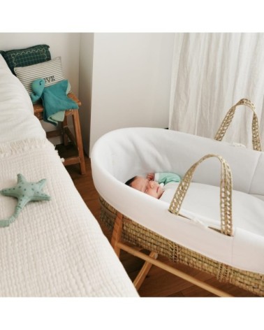 Couffin avec Support Bois - Habillage Nuage en Coton Bio