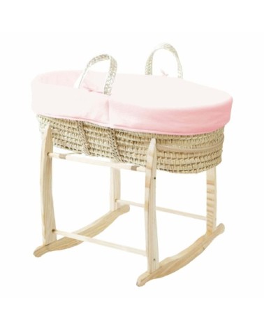 Couffin avec Support Bois - Habillage Pivoine en Coton Bio