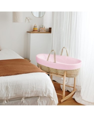 Couffin avec Support Bois - Habillage Pivoine en Coton Bio