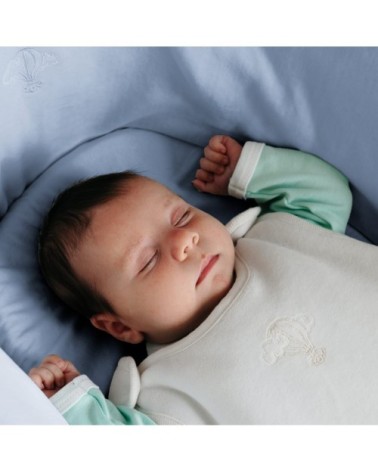 Couffin avec Support Bois - Habillage Azur en Coton Bio