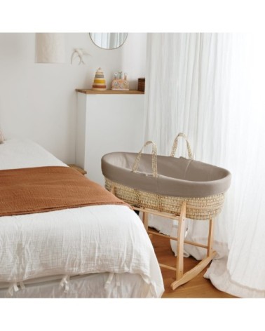 Couffin avec Support Bois - Habillage Noisette en Coton Bio