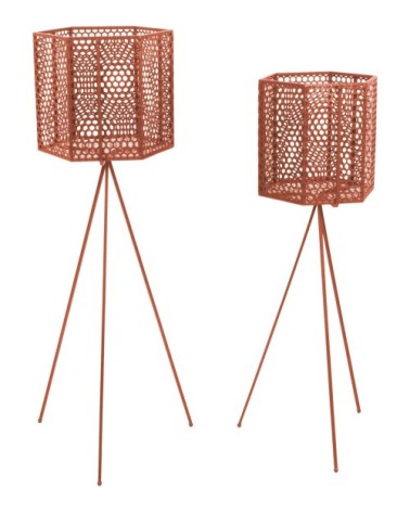 Support à pots de fleurs hexagonales mesh (lot de 2) marron