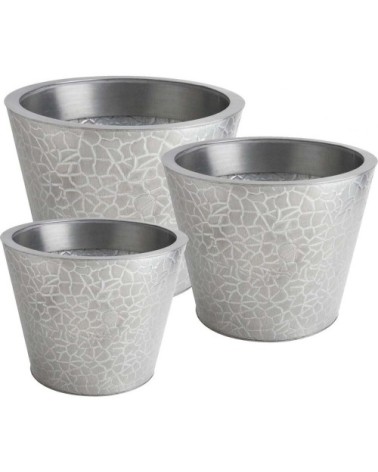 Cache pot en zinc brossé (lot de 3)