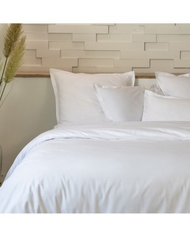 Parure housse de couette percale de coton blanc 220x240 cm
