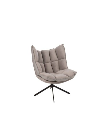 Fauteuil de relaxation en tissu et simili et piétement métal noir