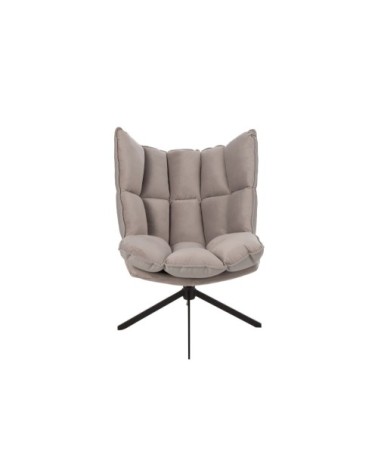 Fauteuil de relaxation en tissu et simili et piétement métal noir