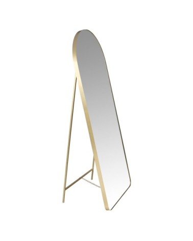 Grand miroir arche sur pied en acier doré, 60x150 cm