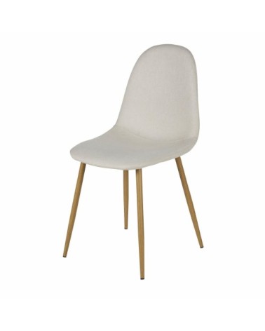 Chaise en tissu recyclé beige et pieds en acier imitation chêne