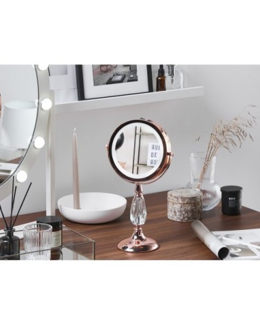 Miroir de table en métal rose doré 37x18