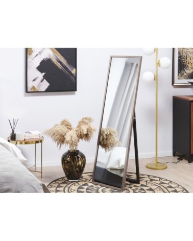 Miroir sur pied en matériaux synthétiques argenté 140x40