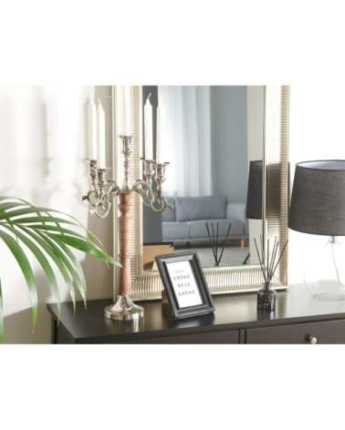 Chandelier 5 branches en bois et aluminium argenté