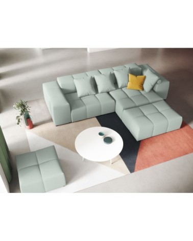 Canapé d'angle 5 places en tissu structuré menthe
