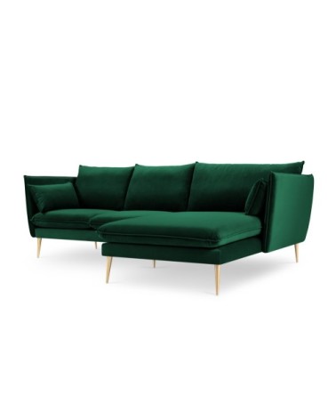 Canapé d'angle 4 places en velours vert bouteille