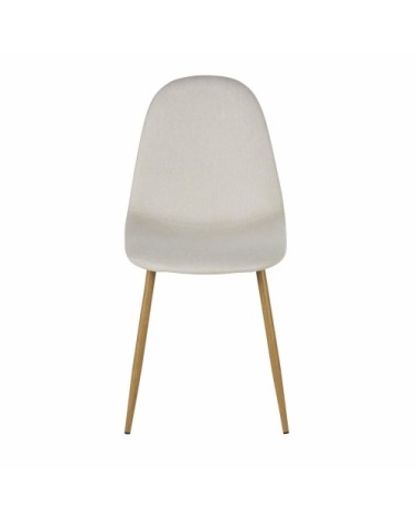 Chaise en tissu recyclé beige et pieds en acier imitation chêne