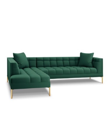 Canapé d'angle tissu structuré vert 5 places