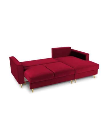 Canapé d'angle 4 places en velours rouge