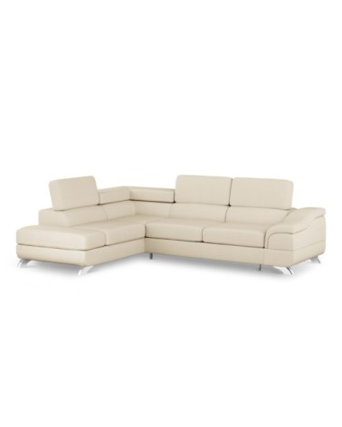 Canapé d'angle 5 places en imitation cuir beige
