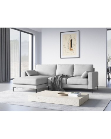 Canapé d'angle 4 places en tissu structuré argent