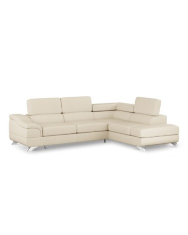 Canapé d'angle 5 places en imitation cuir beige