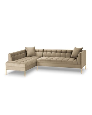 Canapé d'angle velours beige 5 places