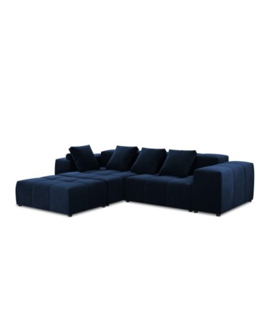 Canapé d'angle 5 places en velours bleu roi