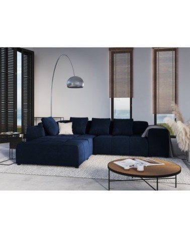 Canapé d'angle 5 places en velours bleu roi