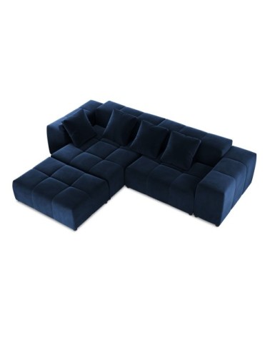 Canapé d'angle 5 places en velours bleu roi