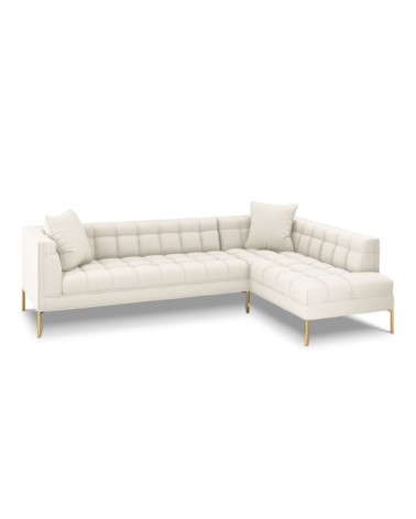 Canapé d'angle tissu structuré beige clair 5 places