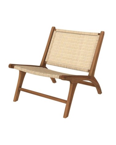 Fauteuil en bois de teck et tressage vannerie en rotin