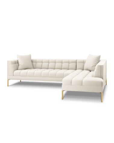 Canapé d'angle tissu structuré beige clair 5 places