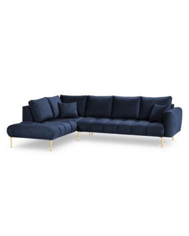 Canapé d'angle 5 places en velours bleu roi