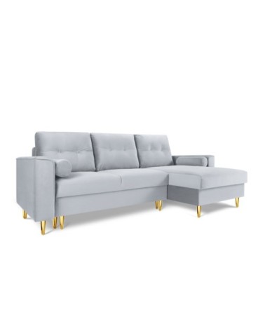 Canapé d'angle 4 places en velours bleu clair