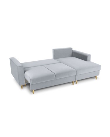 Canapé d'angle 4 places en velours bleu clair