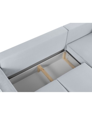 Canapé d'angle 4 places en velours bleu clair