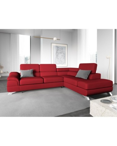 Canapé d'angle 5 places en imitation cuir rouge