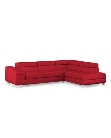 Canapé d'angle 5 places en imitation cuir rouge