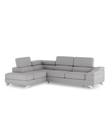 Canapé d'angle 5 places en tissu structuré gris