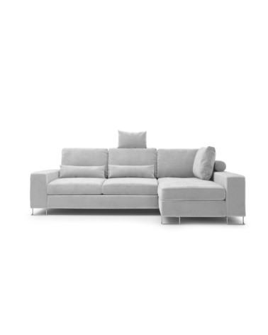 Canapé d'angle 4 places en velours gris clair