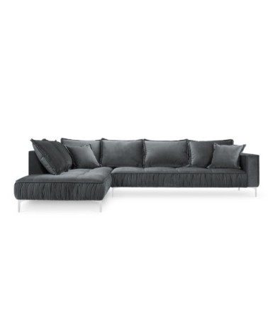 Canapé d'angle 5 places en velours gris