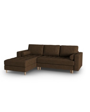 Canapé d'angle 5 places en imitation cuir ébène