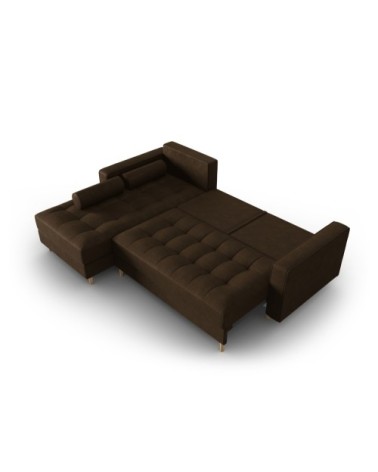 Canapé d'angle 5 places en imitation cuir ébène