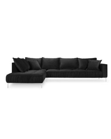 Canapé d'angle 5 places en velours noir