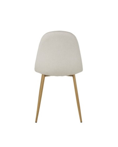 Chaise en tissu recyclé beige et pieds en acier imitation chêne